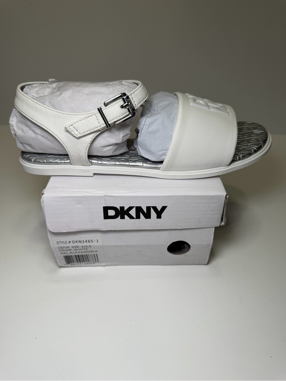 DKNY White Girls' Ankle-Strap Slide Sandals Size 5